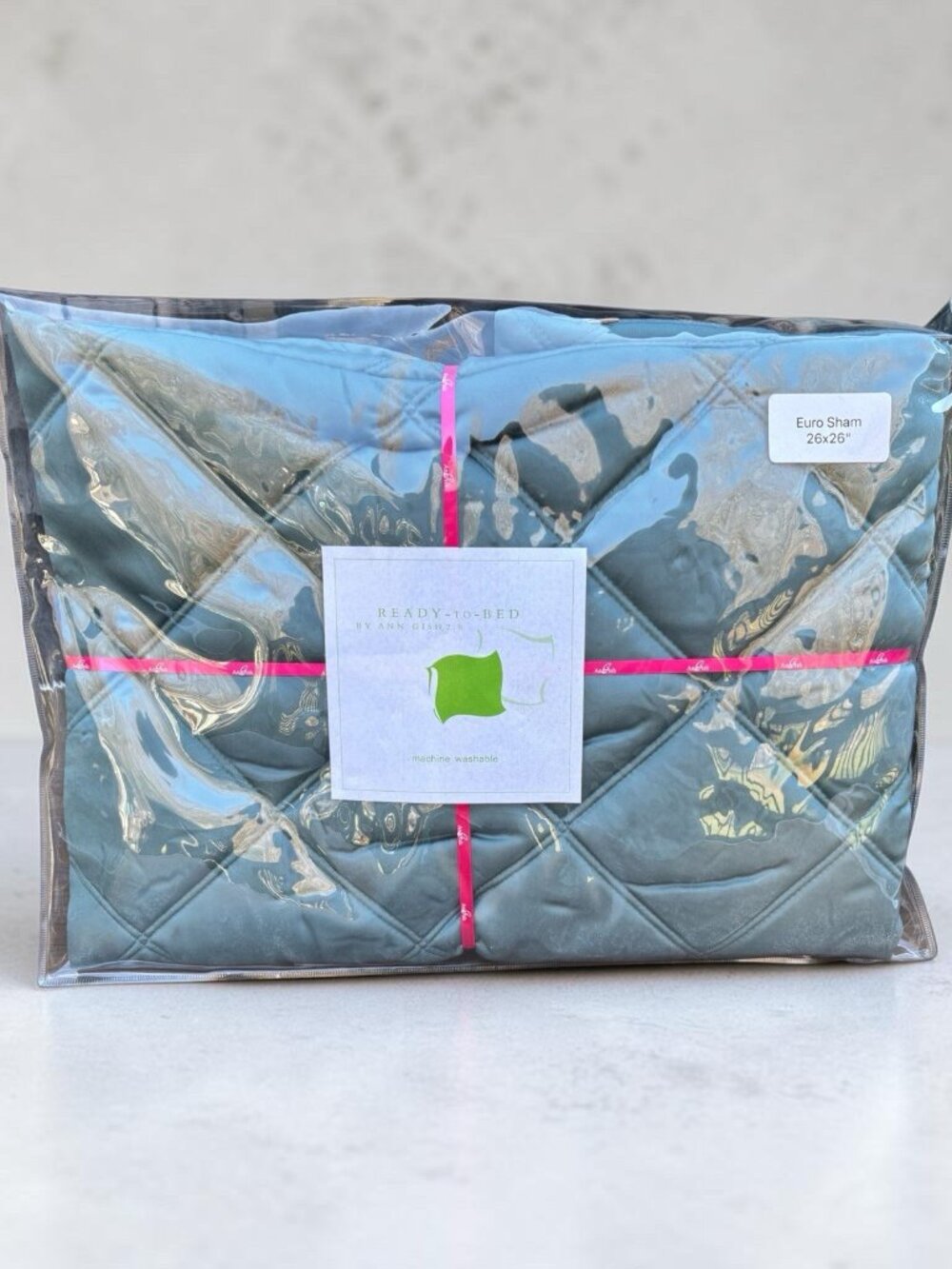 New Ann Gish Sham Ready-to-Bed 2.0 Quilted Diamond Euro 26x26 Teal Lyocell